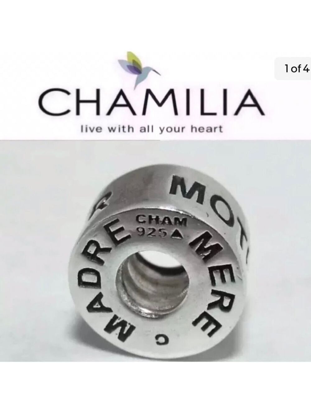 AUTHENTIC CHAMILIA "MOTHER MADRE MERE" STERLING SILVER CHARM 4 Bracelet …